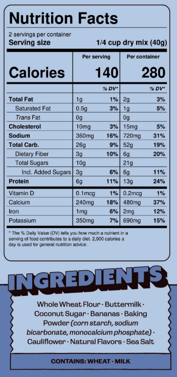 Buttermilk Blast nutrition facts and ingredients panel